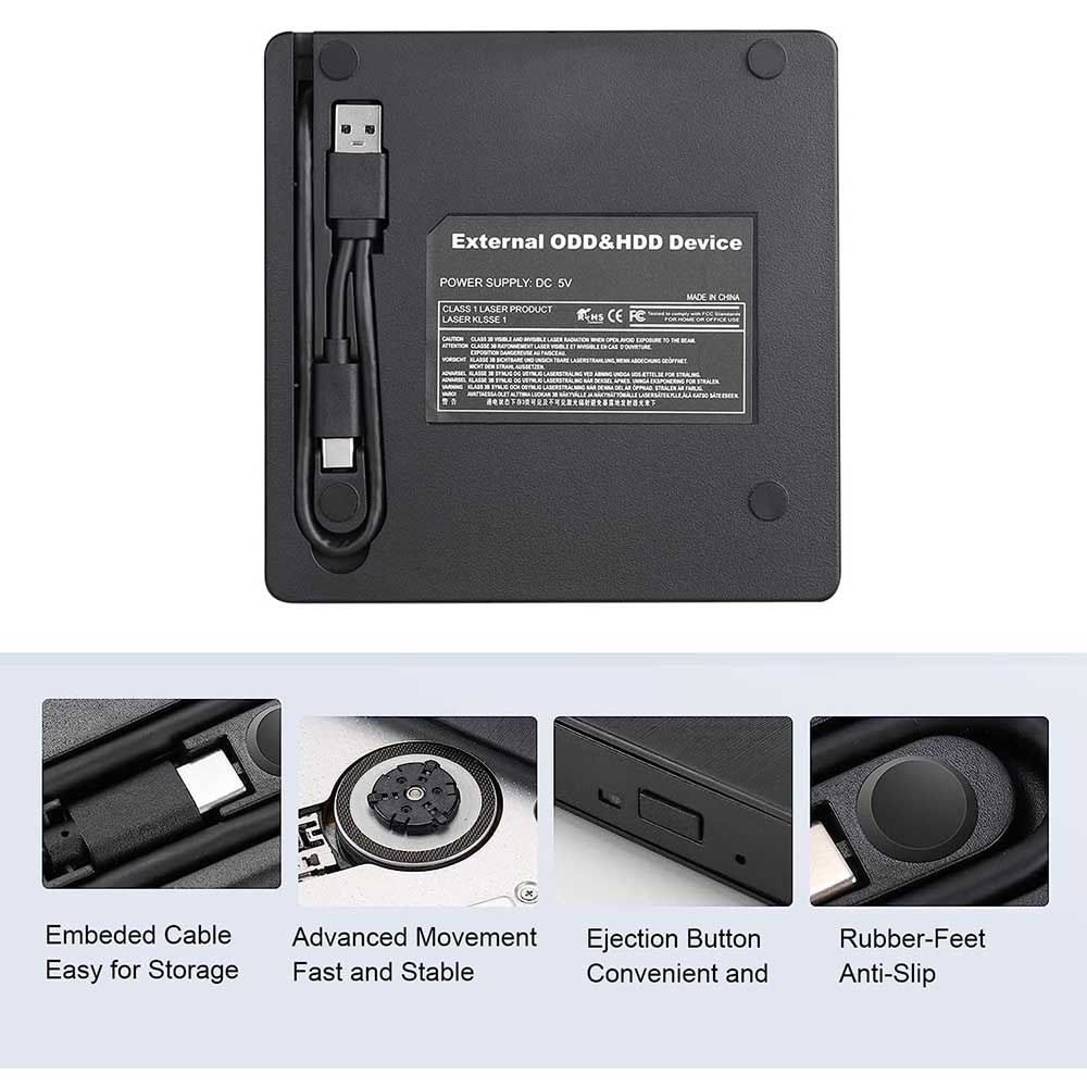 قارئ DVD خارجي HAING Portable External DVD Drive USB 3.0 Type-C product thumbnail 3