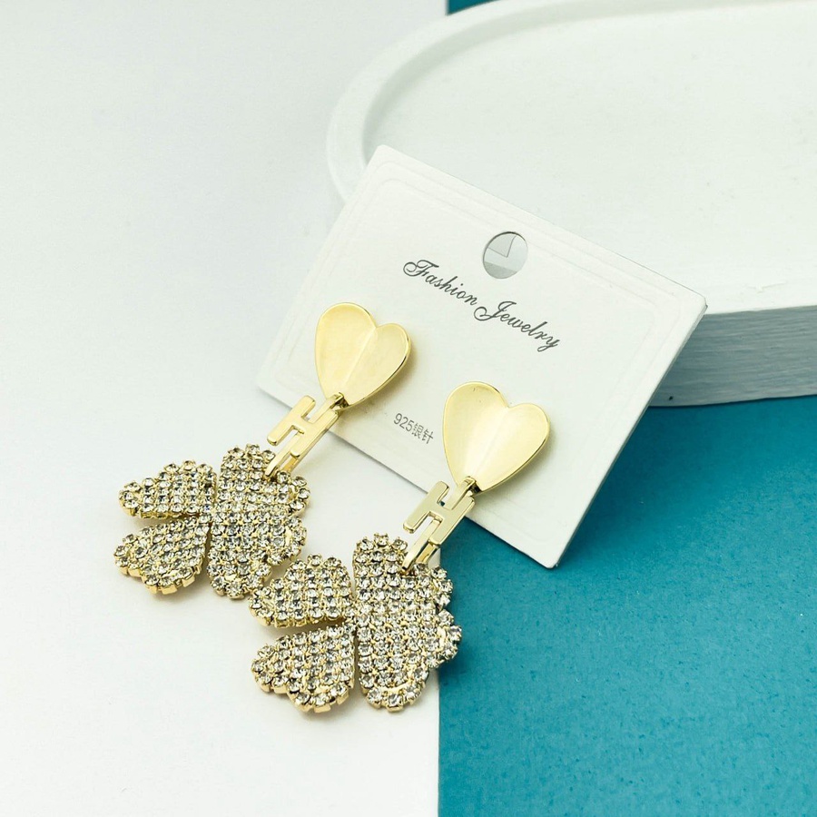 Golden Rose & Heart Earrings – Letter H Accent