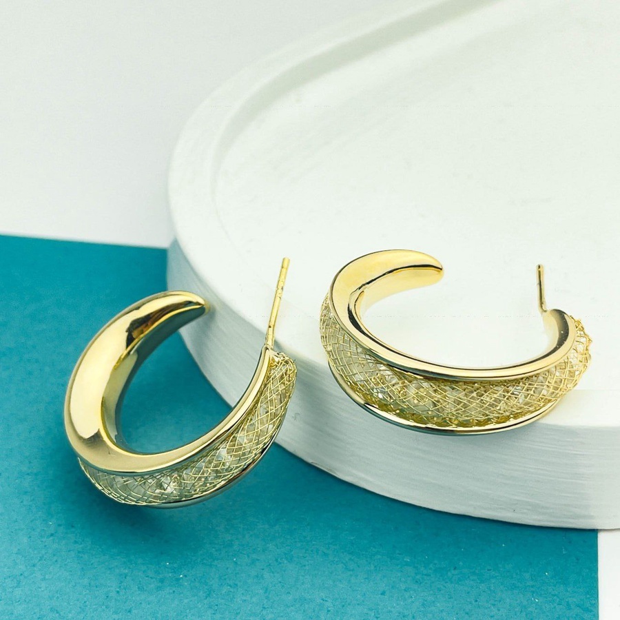 Golden Open Circle Earrings – Zircon Shine