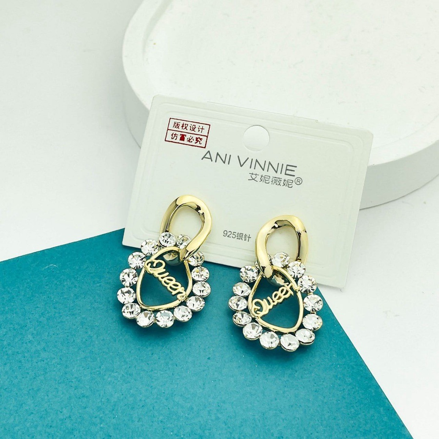 Golden Queen Zircon Frame Earrings