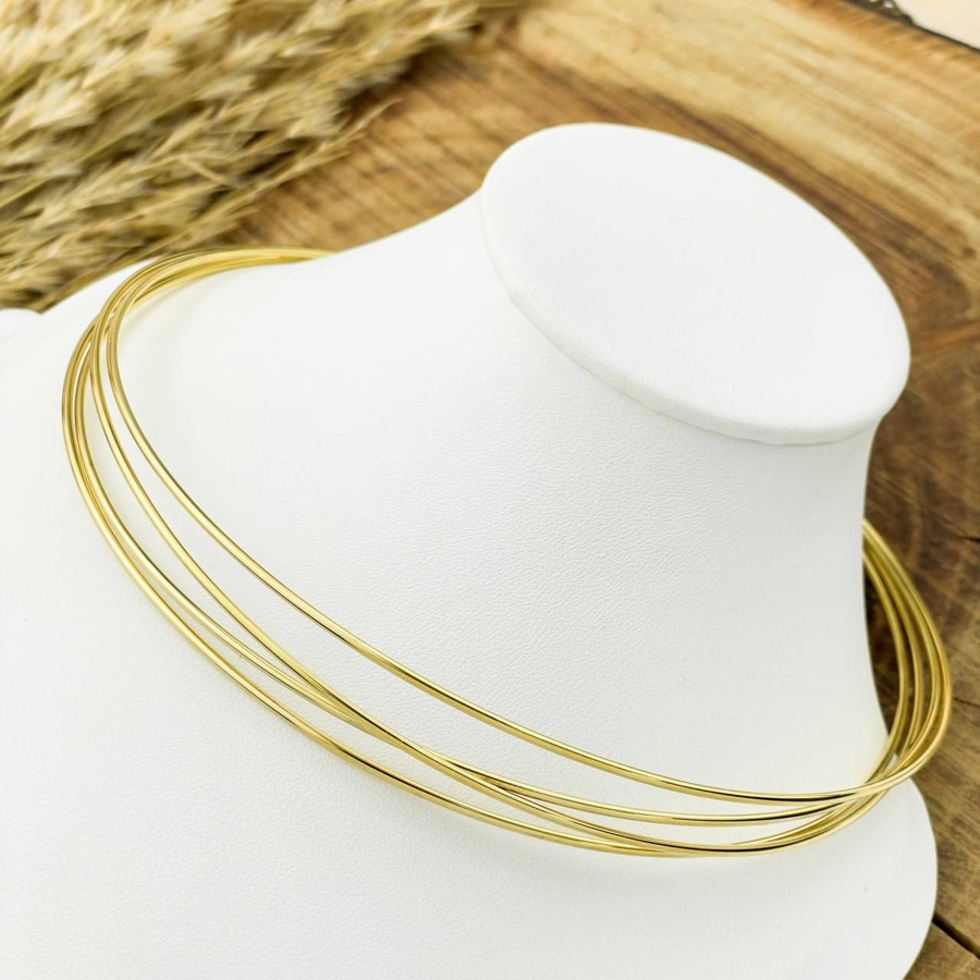 Gold 4-Layer Thin Stainless Steel Choker Necklace