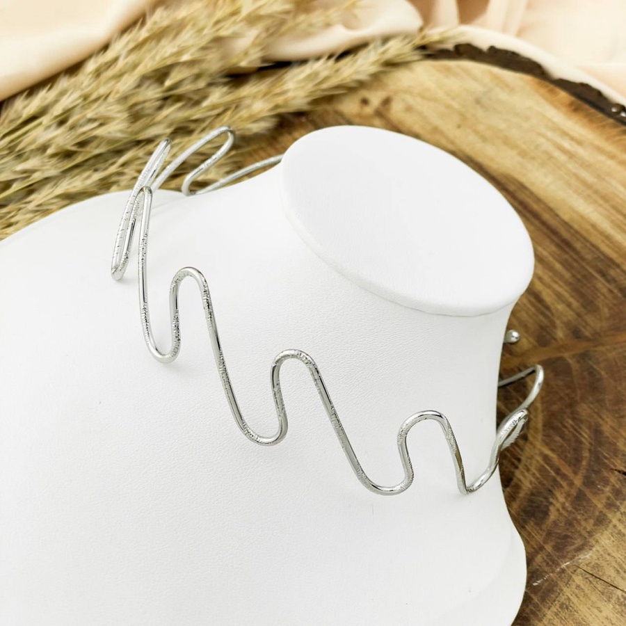 Silver Wave Stainless Steel Choker Necklace