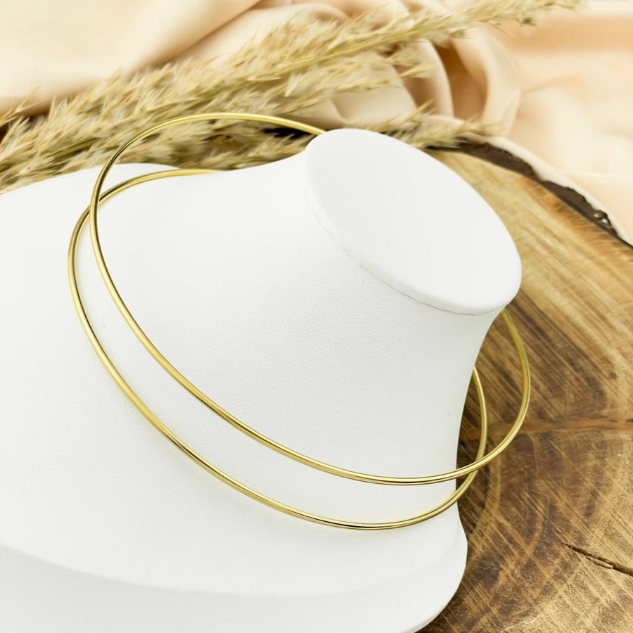 Gold Double-Layer Stainless Steel Choker Necklace