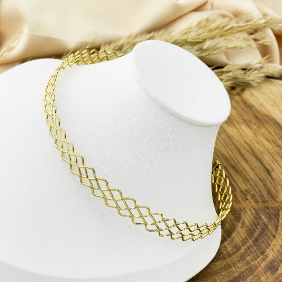 Gold Mesh-Style Stainless Steel Choker Necklace