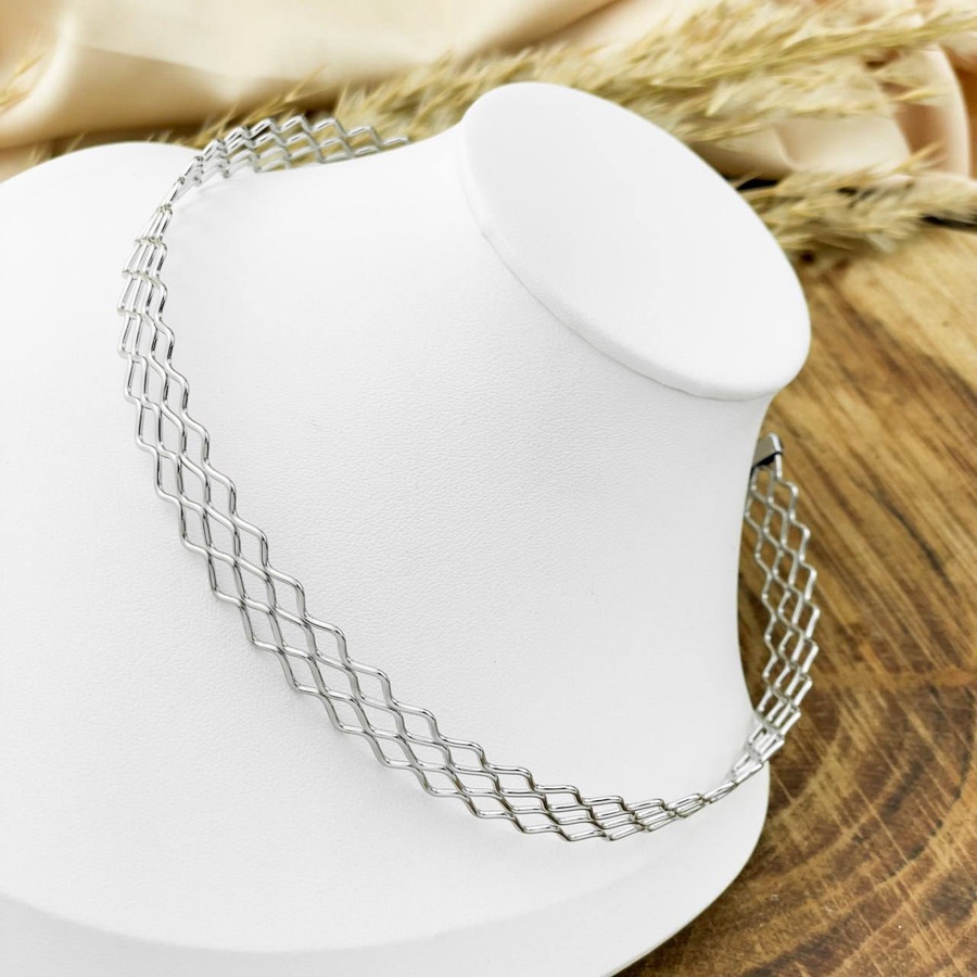 Silver Mesh-Style Stainless Steel Choker Necklace