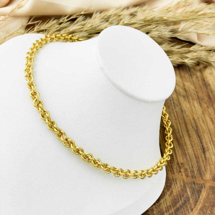 Gold Thick Chain-Link Stainless Steel Choker Necklace