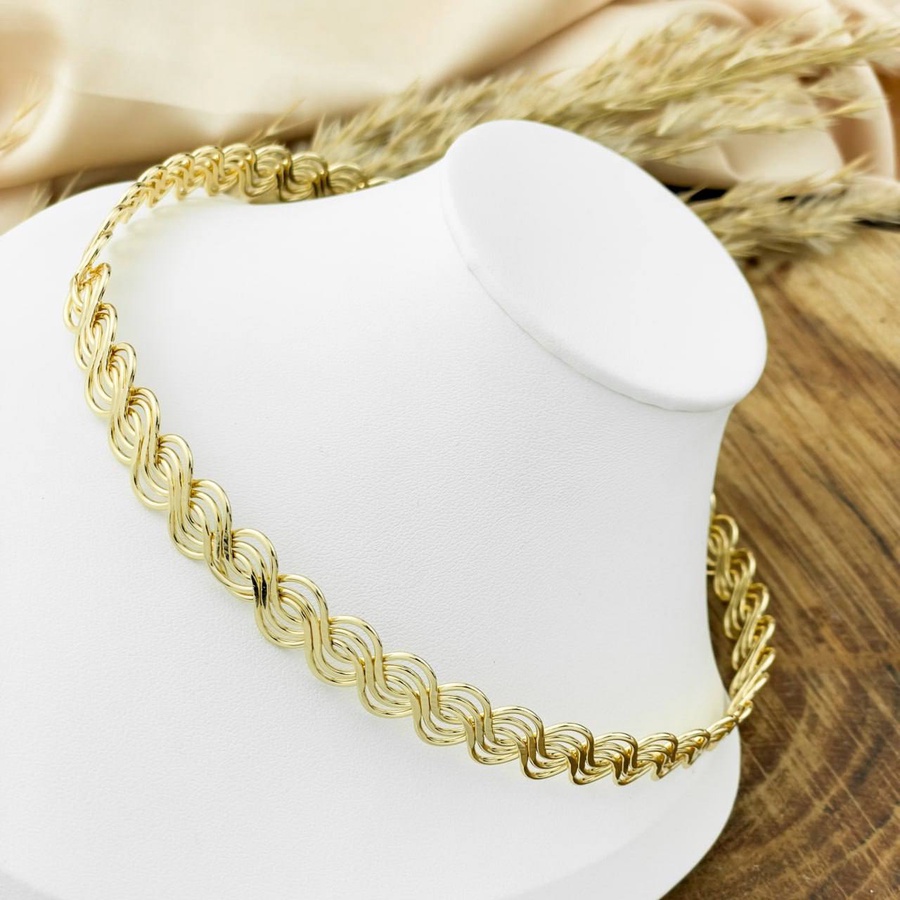 Gold-Plated Six-Strand Braided Choker Necklace