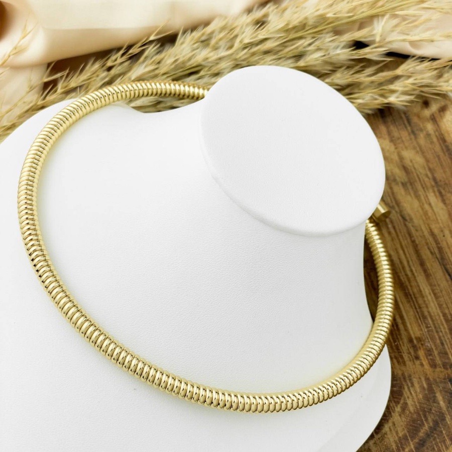 Gold-Plated Adjustable Wrapped Choker Necklace