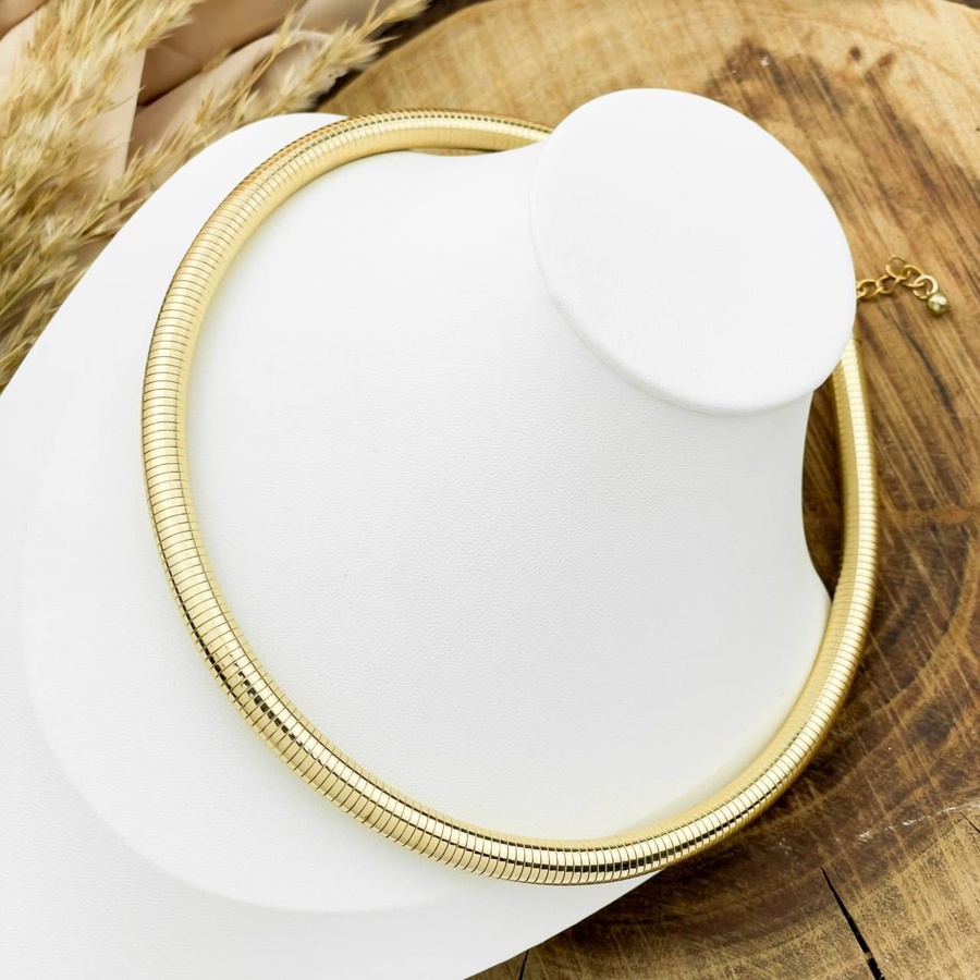 Gold-Plated Adjustable Round Wrapped Choker Necklace
