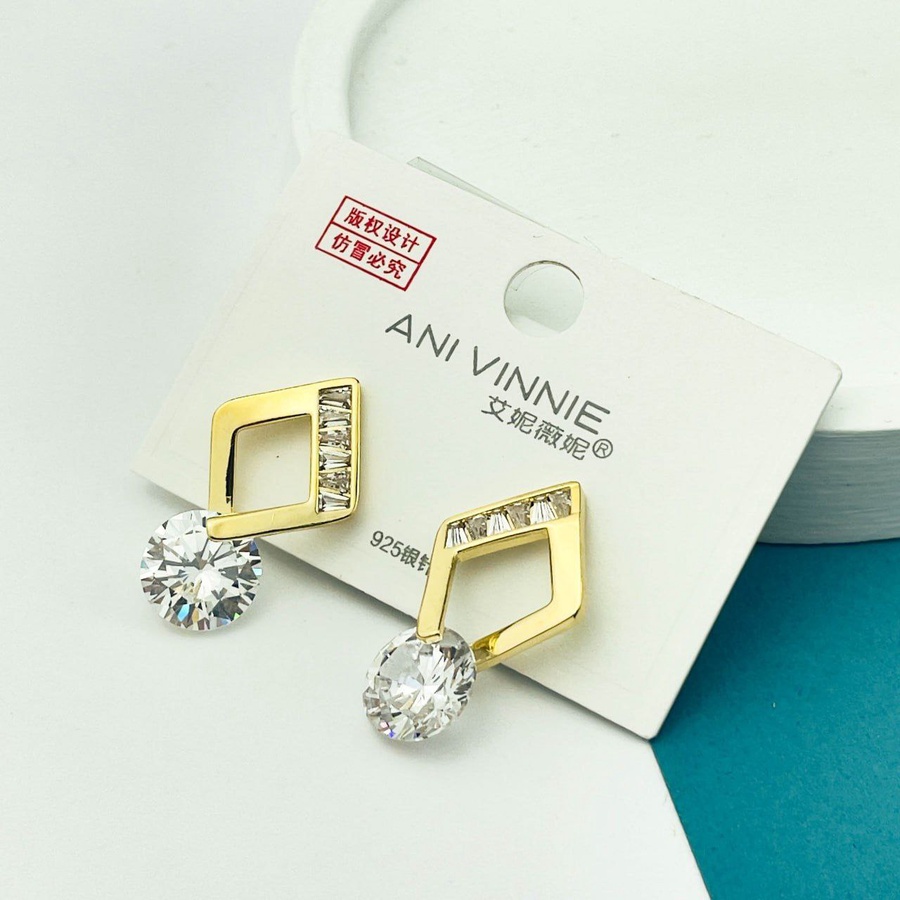 Gold Square Zircon Earrings