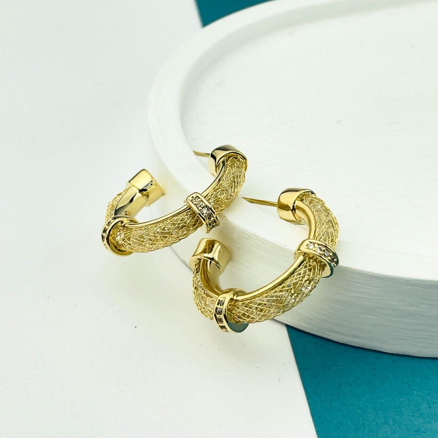 Gold Open Circle Zircon Earrings