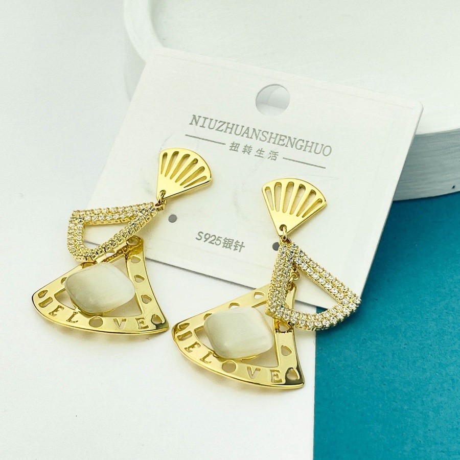 Gold Triangle Zircon Earrings