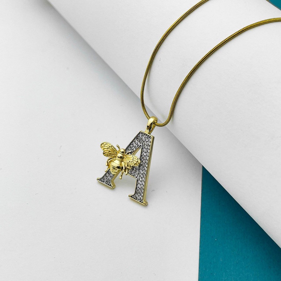 Bee Initial Necklace – Two-Tone Premium Stainless Steel