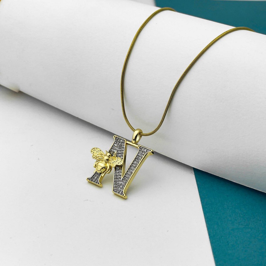 Bee Initial Necklace – Two-Tone Premium Stainless Steel