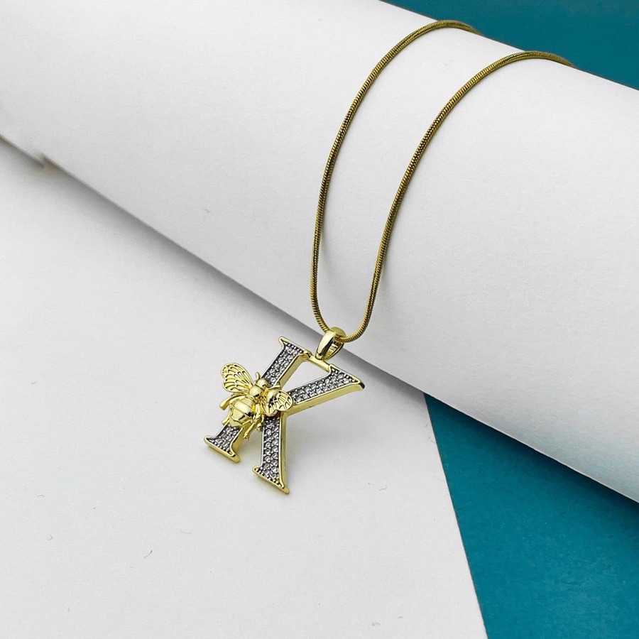 Bee Initial Necklace – Two-Tone Premium Stainless Steel