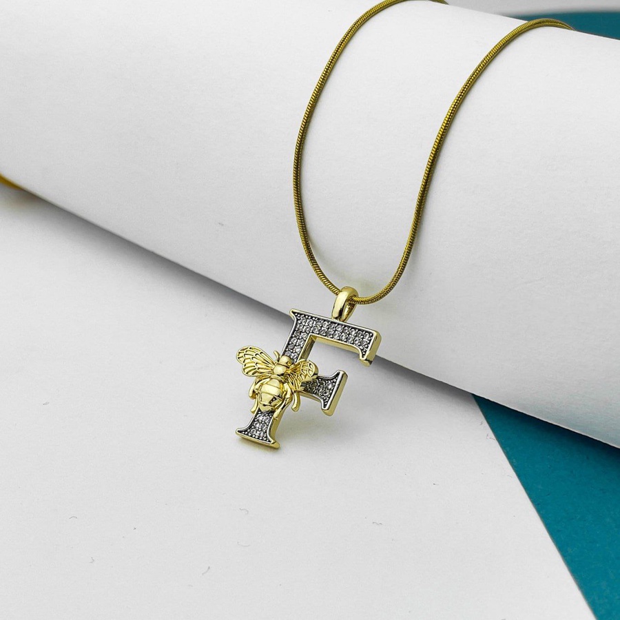 Bee Initial Necklace – Two-Tone Premium Stainless Steel