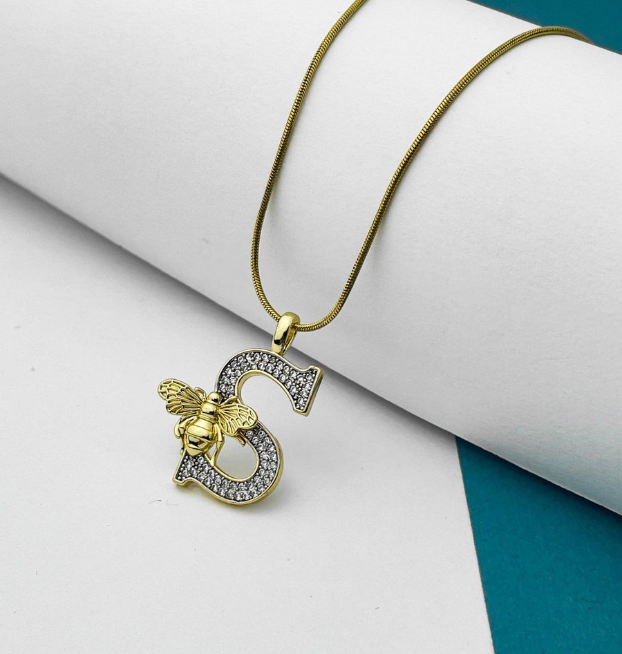 Bee Initial Necklace – Two-Tone Premium Stainless Steel