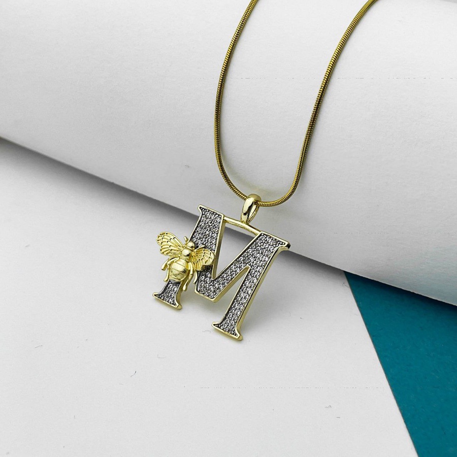 Bee Initial Necklace – Two-Tone Premium Stainless Steel