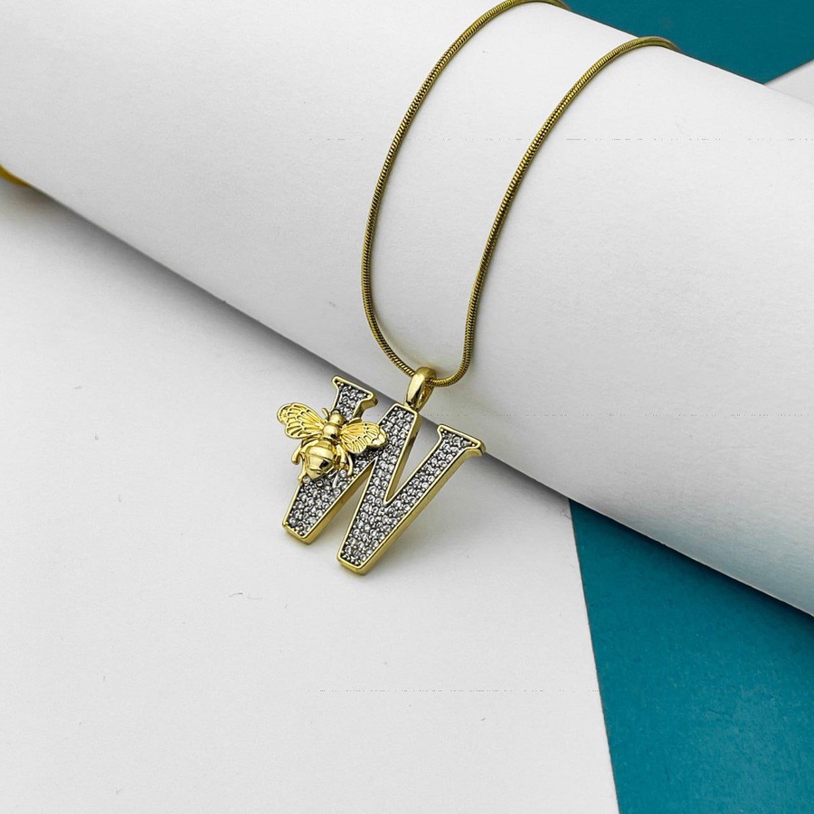 Bee Initial Necklace – Two-Tone Premium Stainless Steel