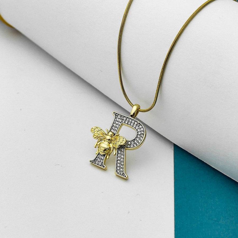 Bee Initial Necklace – Two-Tone Premium Stainless Steel