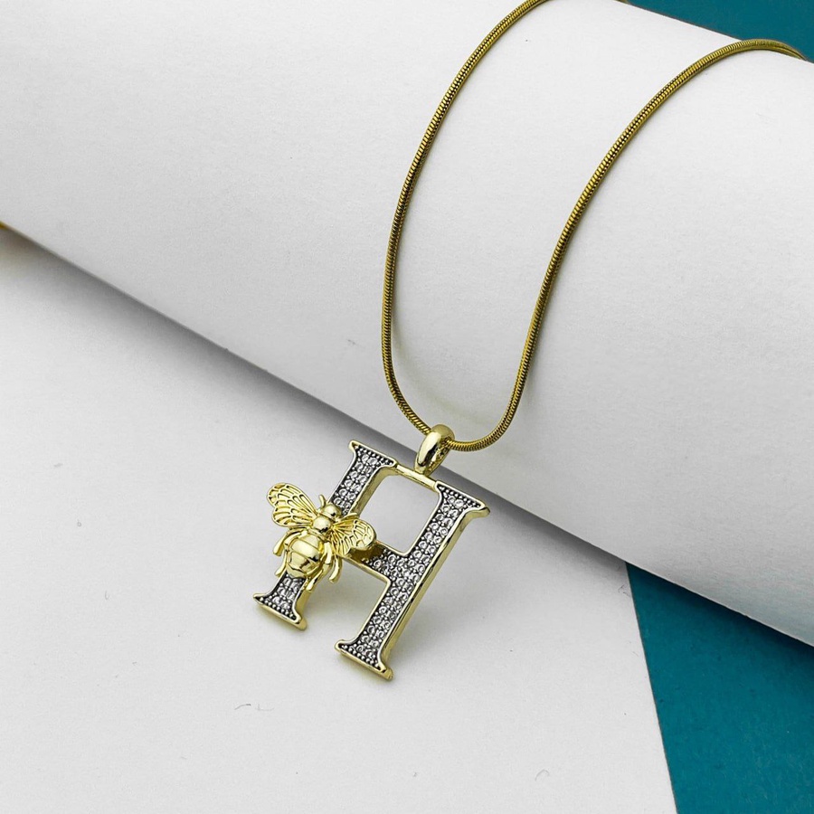 Bee Initial Necklace – Two-Tone Premium Stainless Steel