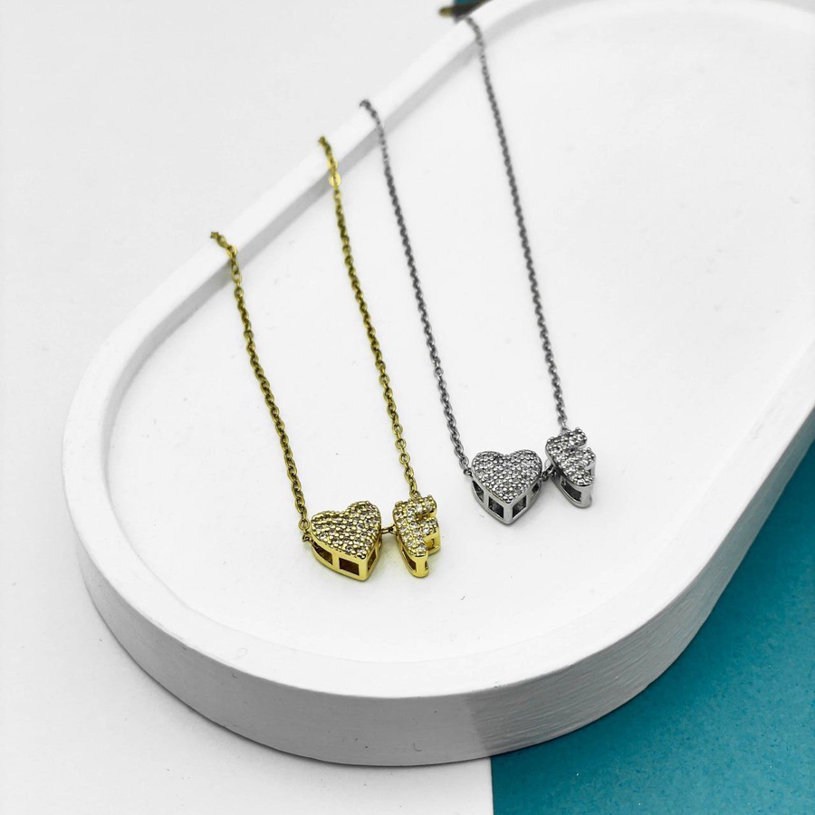 Heart Initial Necklace – Gold & Silver Stainless Steel