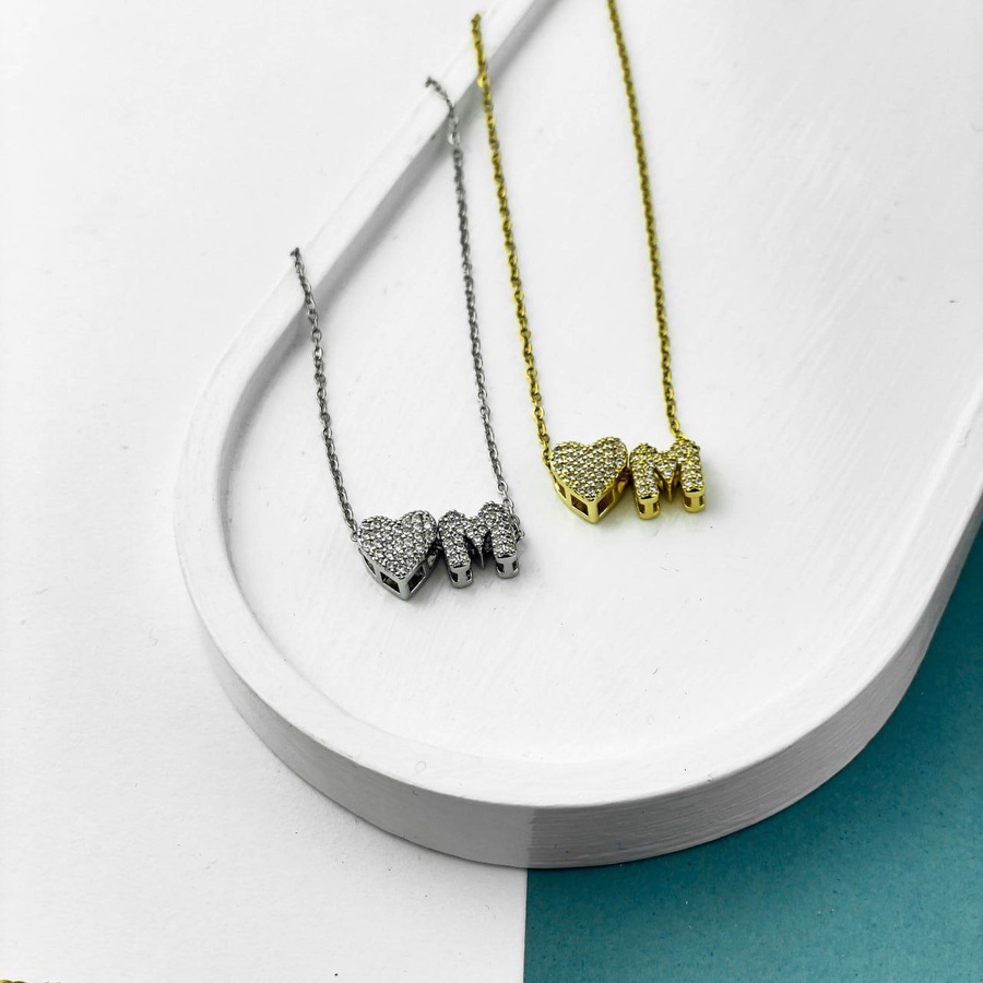 Heart Initial Necklace – Gold & Silver Stainless Steel