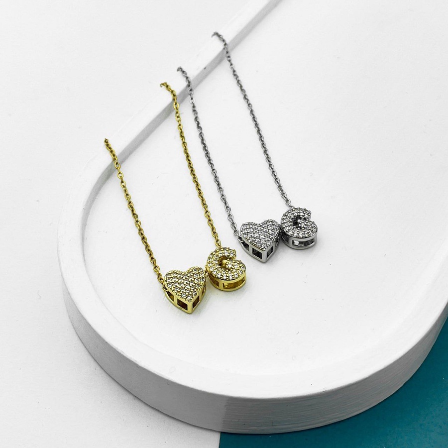 Heart Initial Necklace – Gold & Silver Stainless Steel