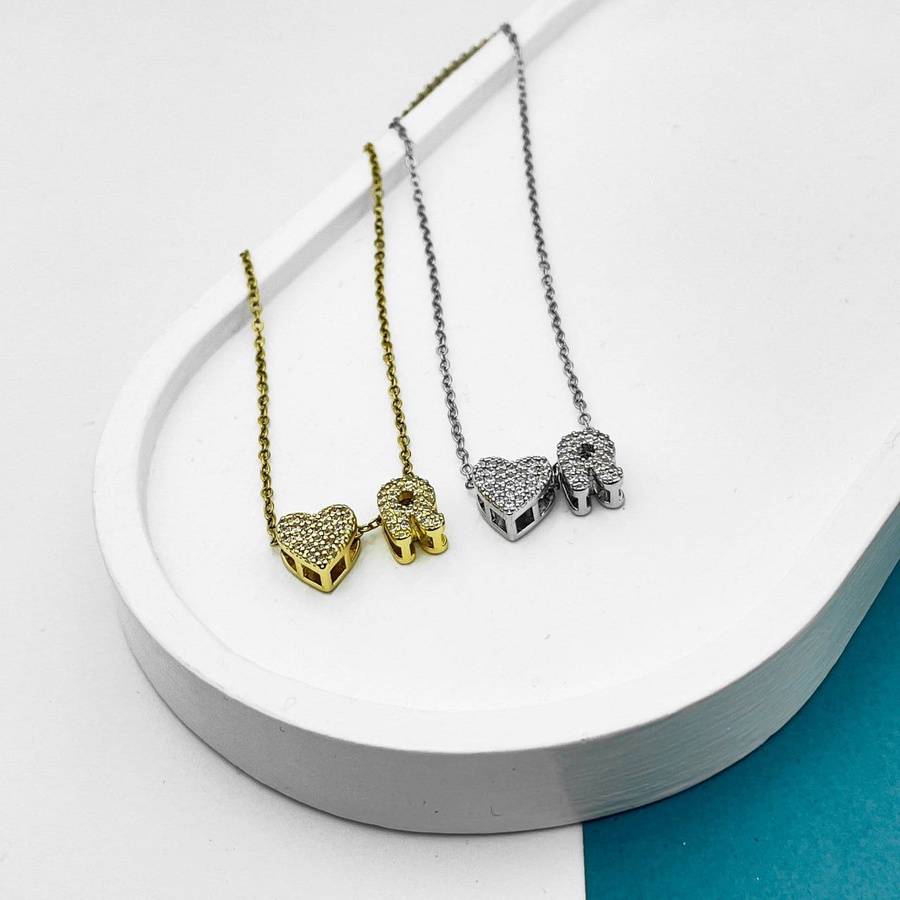 Heart Initial Necklace – Gold & Silver Stainless Steel