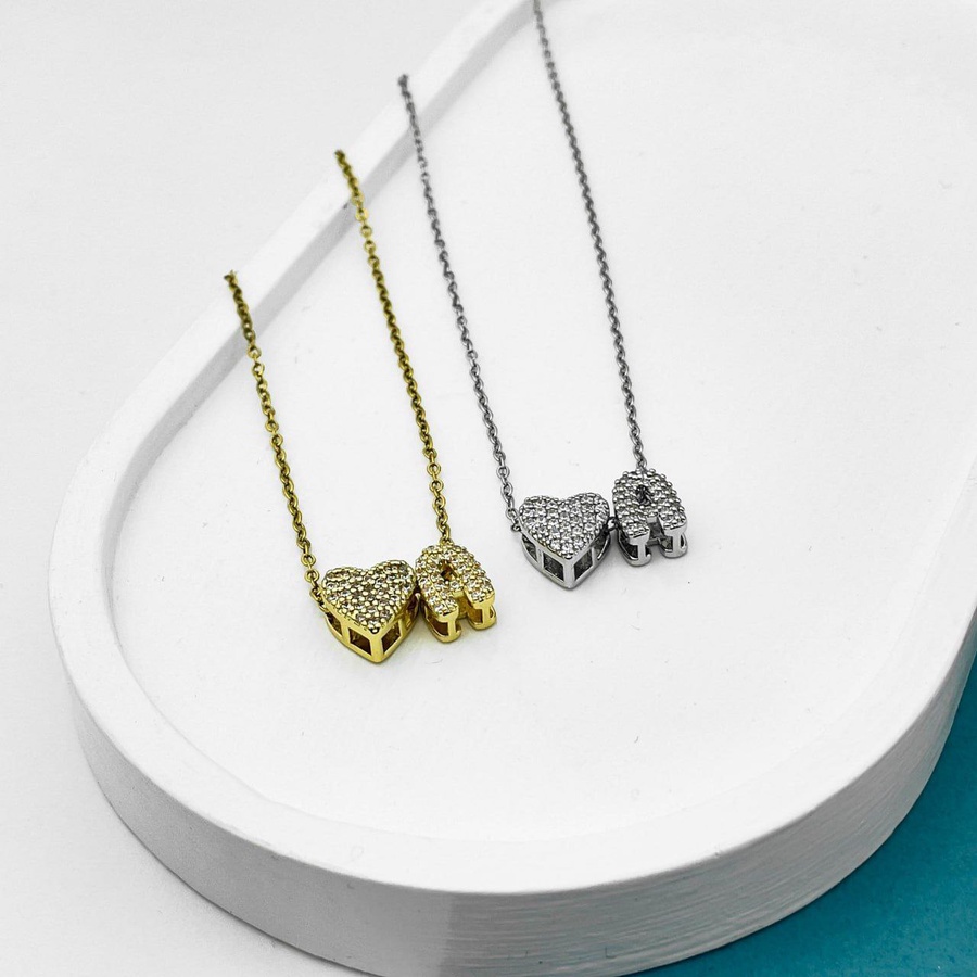 Heart Initial Necklace – Gold & Silver Stainless Steel