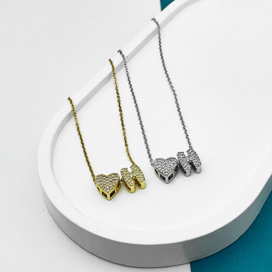 Heart Initial Necklace – Gold & Silver Stainless Steel