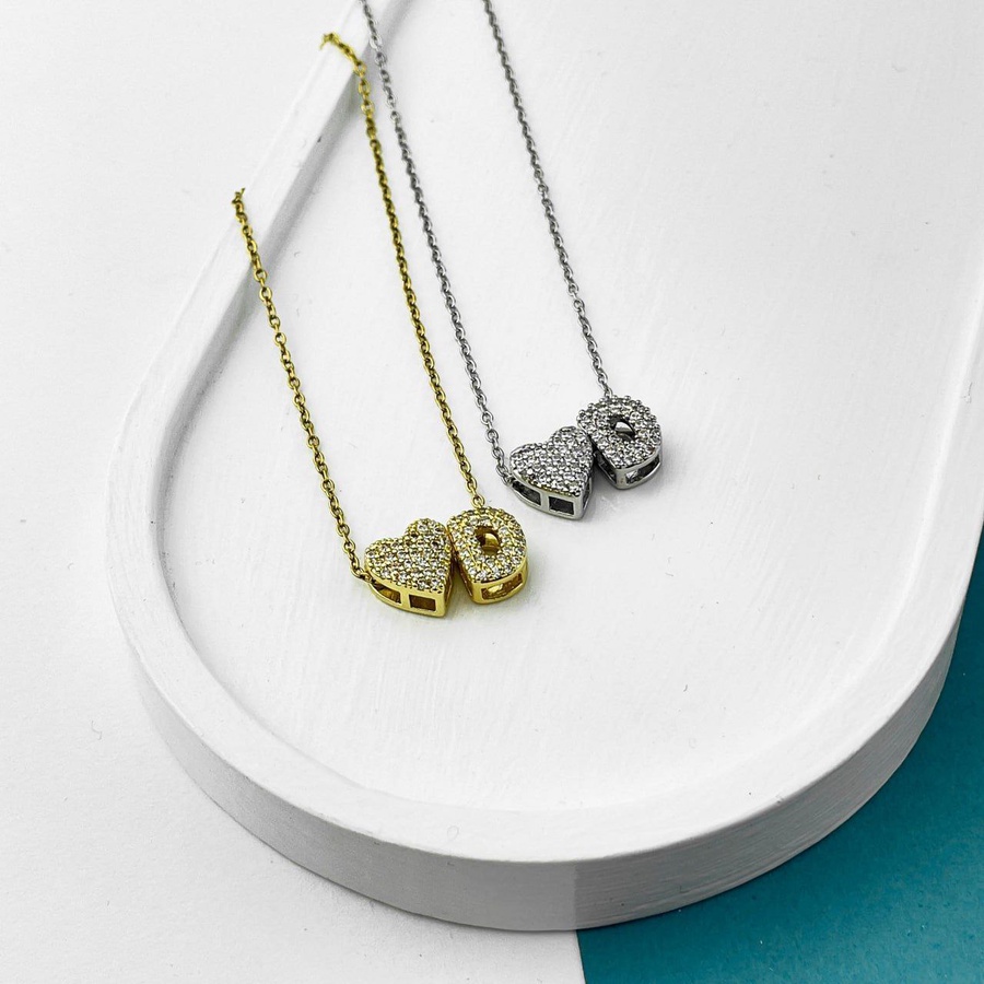 Heart Initial Necklace – Gold & Silver Stainless Steel