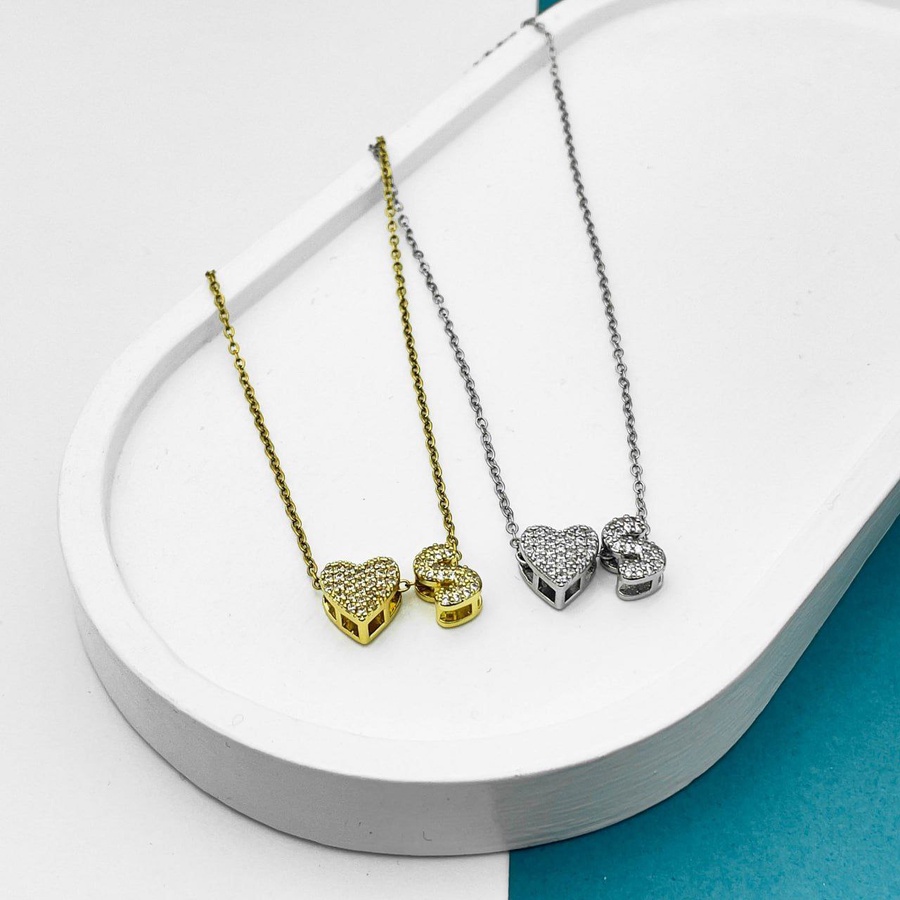 Heart Initial Necklace – Gold & Silver Stainless Steel