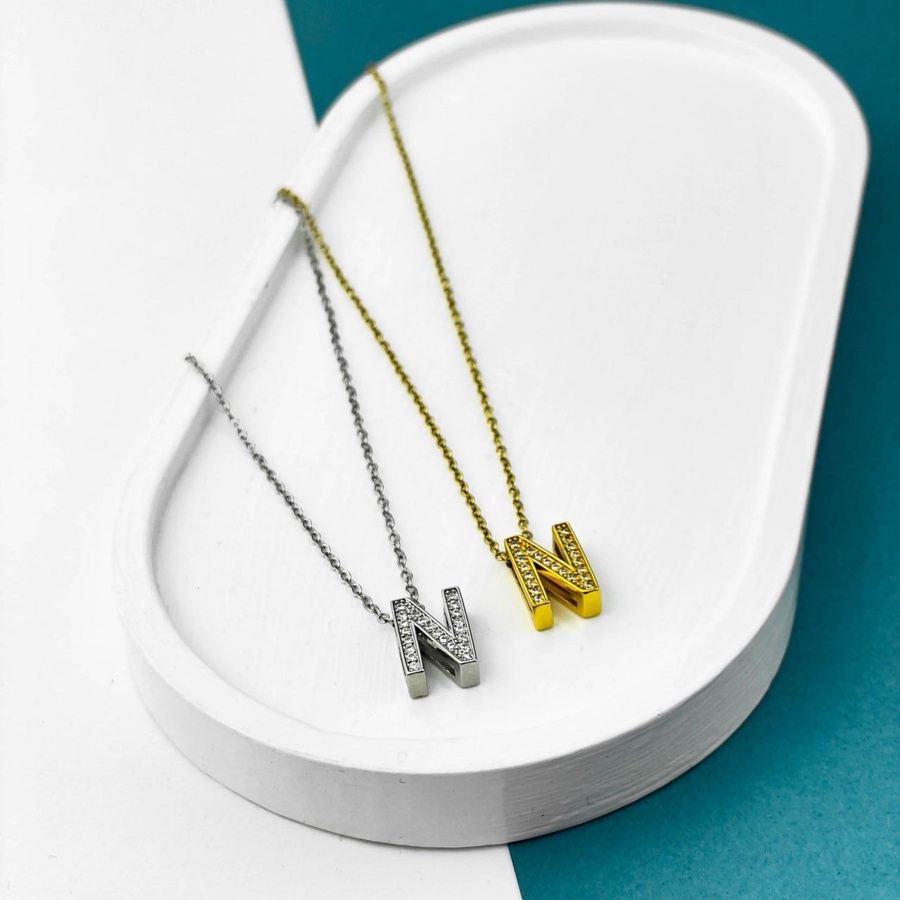Stainless Steel Initial Necklace – Gold & Silver