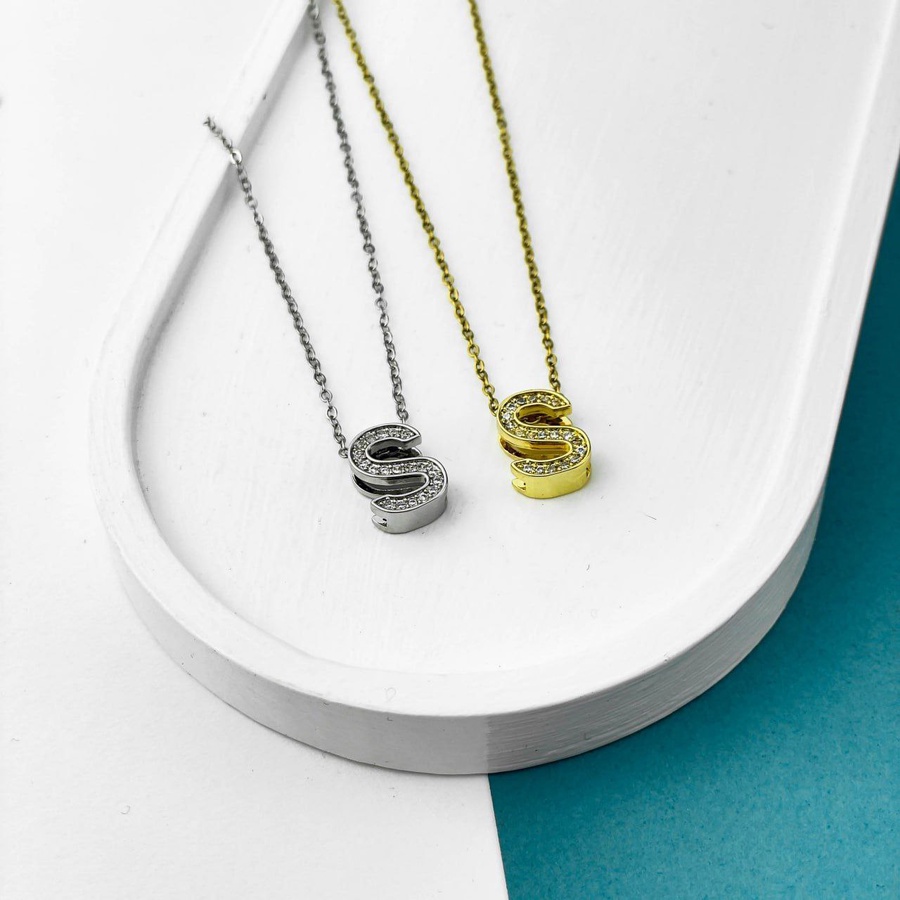 Stainless Steel Initial Necklace – Gold & Silver