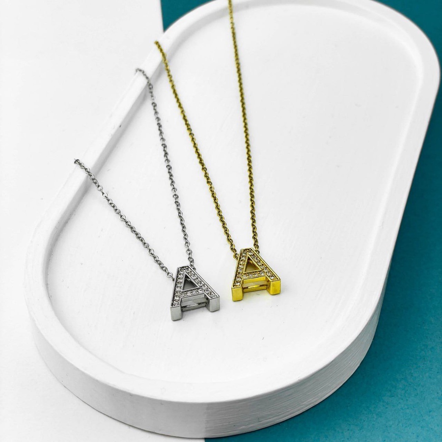 Stainless Steel Initial Necklace – Gold & Silver