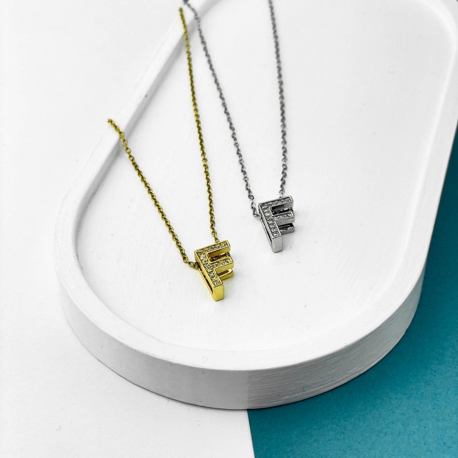 Stainless Steel Initial Necklace – Gold & Silver