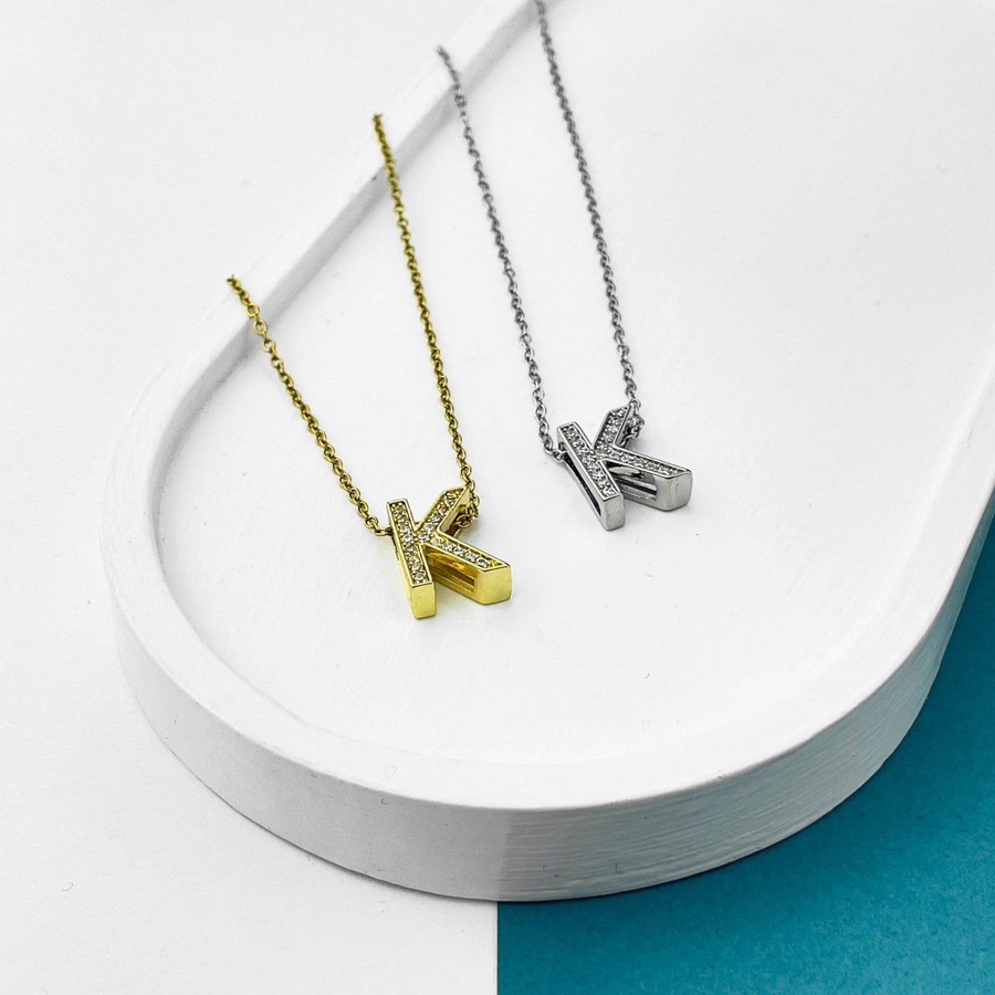 Stainless Steel Initial Necklace – Gold & Silver
