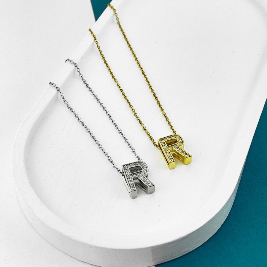 Stainless Steel Initial Necklace – Gold & Silver