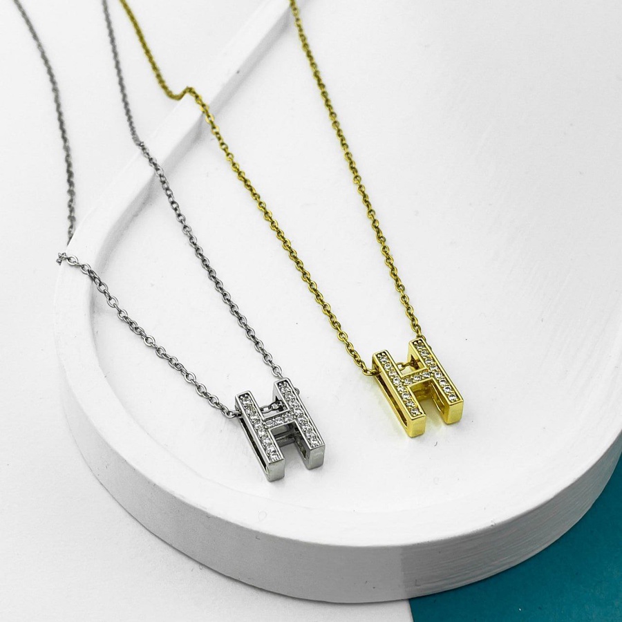 Stainless Steel Initial Necklace – Gold & Silver