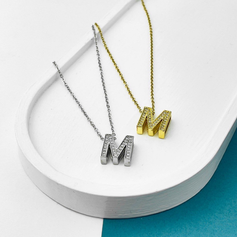 Stainless Steel Initial Necklace – Gold & Silver