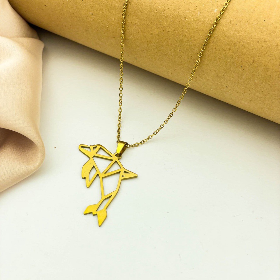 Gold Stainless Steel Whale Necklace