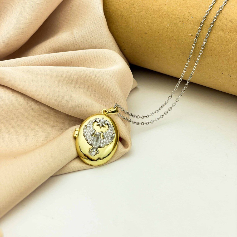 Gold Phoenix Bird Locket Stainless Steel Necklace