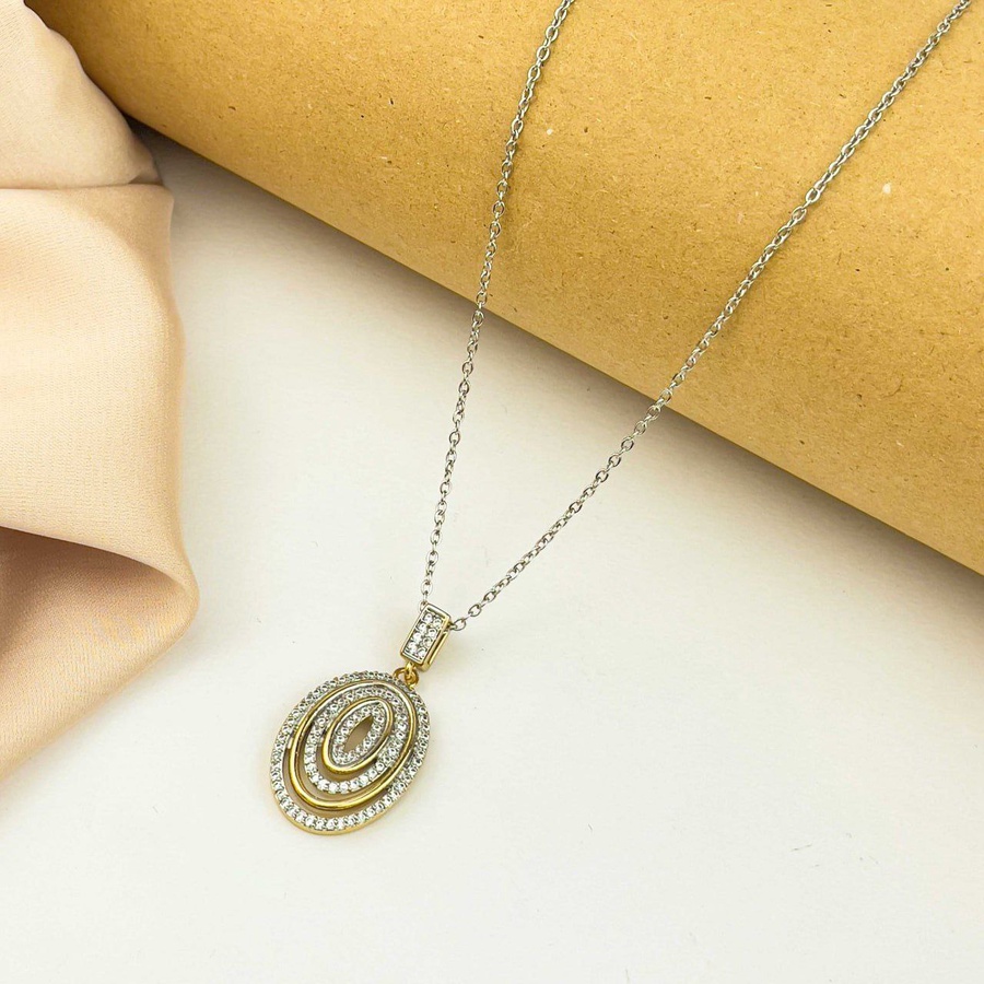 Gold and Silver Oval Glow Stainless Steel Necklace