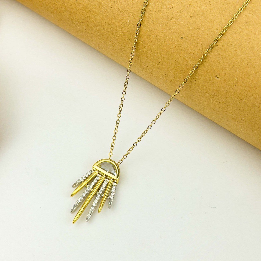 Gold & Silver Half Sunray Stainless Steel Necklace