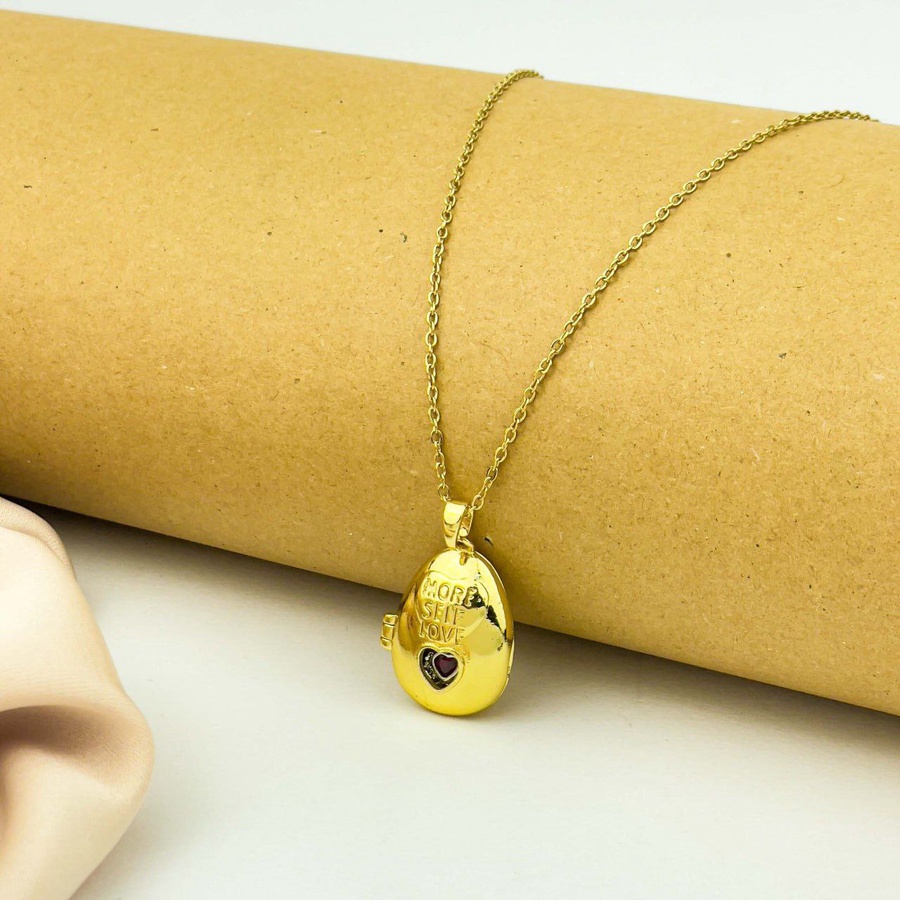 More Self Love Locket Necklace – Gold with Red Heart