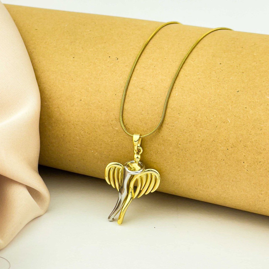 Angel and Girl Necklace – Gold Stainless Steel