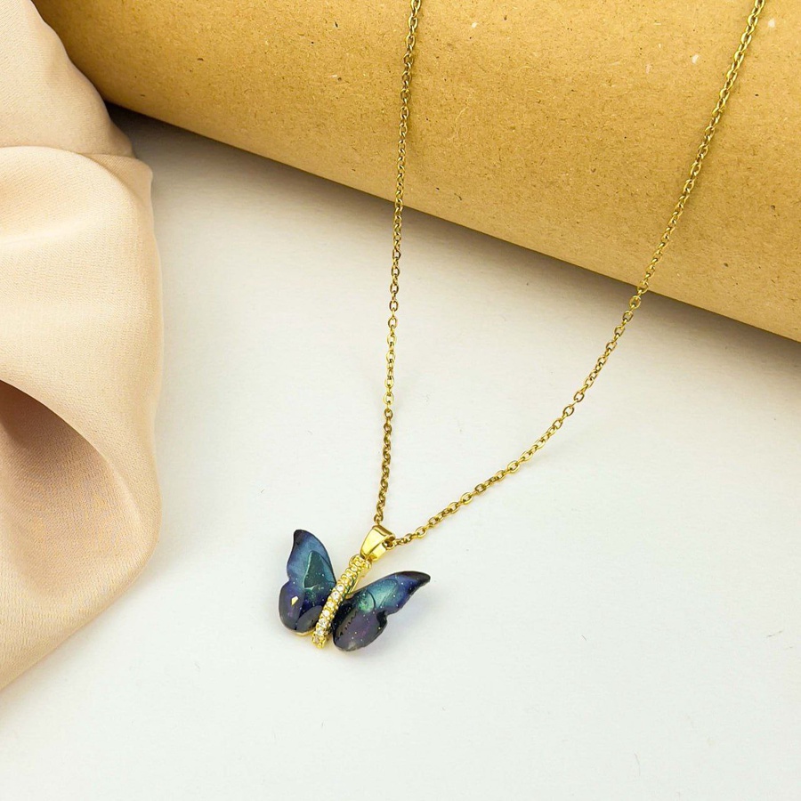 Butterfly Charm Necklace – Gold Stainless Steel