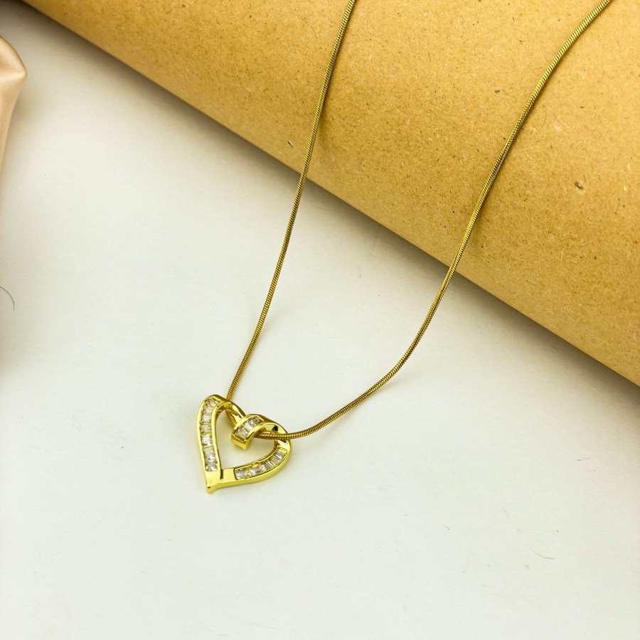 Hollow Heart Necklace – Gold Stainless Steel