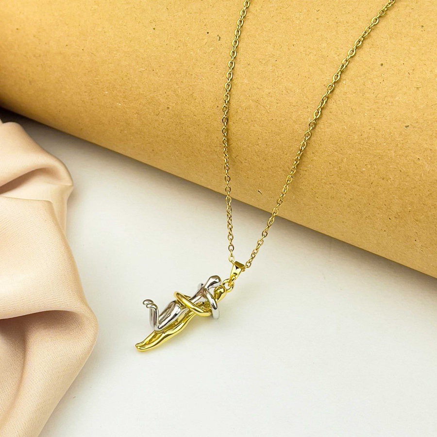 Lifting Couple Necklace – Gold and Silver Stainless Steel